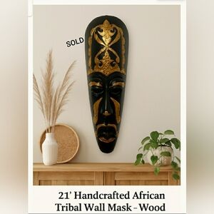 (Sold) 21" Handcrafted Indonesian Tribal Style Wall Mask